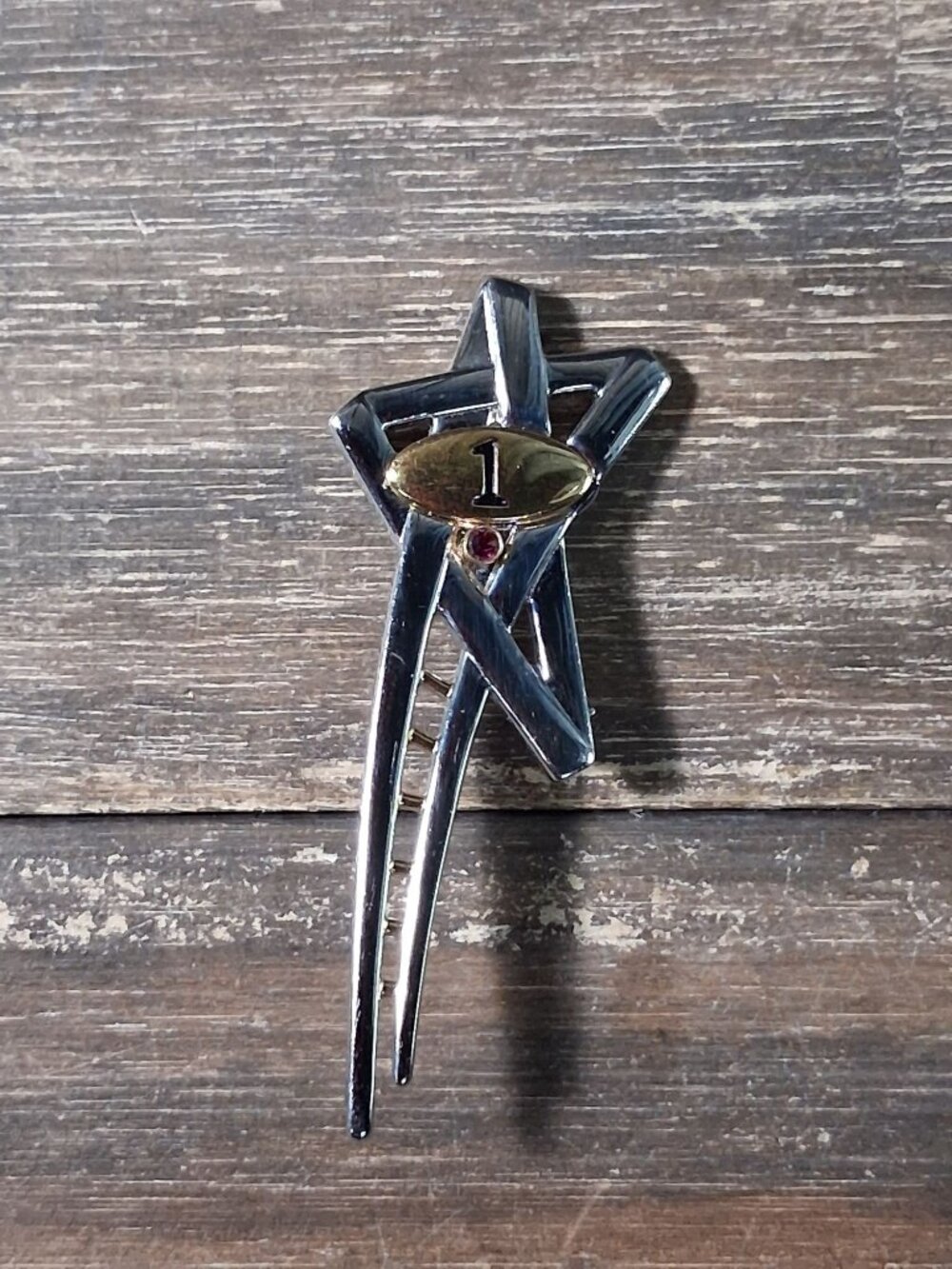 Vintage Mary Kay Award Badge Brooch #1 Shooting Star Ladder Success Rhinestone